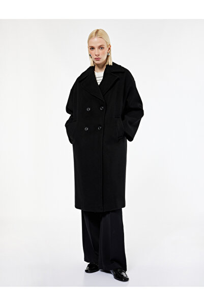 Koton Μακρυμάνικο παλτό με κουμπιά και διπλό στήθος με τσέπες