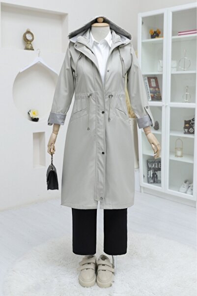 Modamorfo Μπουφάν με κουκούλα και φερμουάρ - πέτρινο