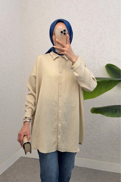 Modamorfo Πουκάμισο με κουμπιά και σχέδια - μπεζ