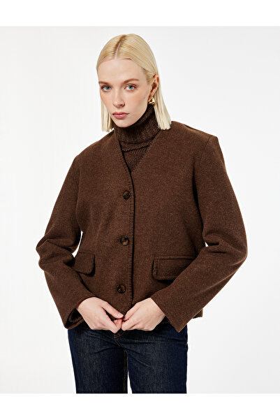 Koton Μακρυμάνικο μπουφάν με κουμπιά και λεπτομέρεια ραφής με τσέπες