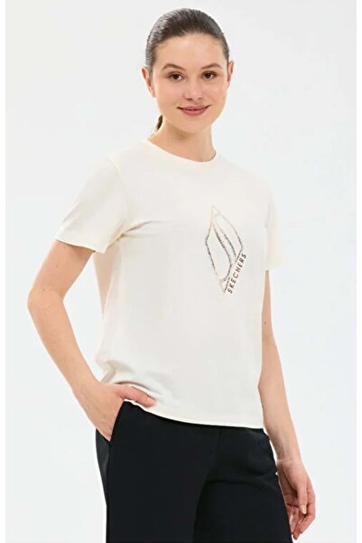 SKECHERS S2610049 W Γυναικείο T-Shirt με στάμπα κανονικής εφαρμογής ΛΕΥΚΟ