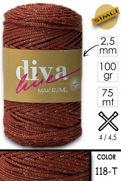 Diva İplik Diva 118t Μακραμέ Πλακάκι με Γκλίτερ