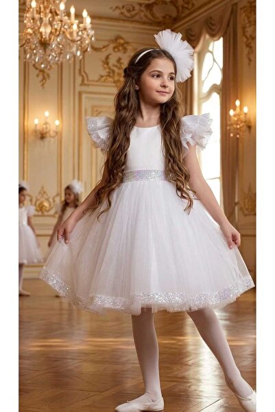 Retro Women Κοριτσίστικο νυφικό από τούλι με λευκή πόρπη, φόρεμα για γενέθλια...