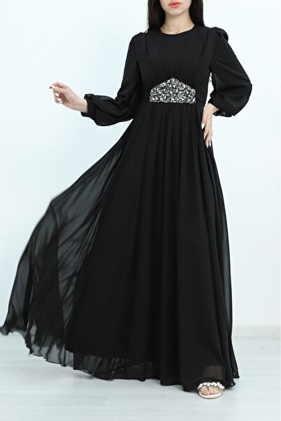 Modamorfo Βραδινό φόρεμα με ντραπέ μπροστά, δέσιμο στη μέση και πέτρινη λεπτο...