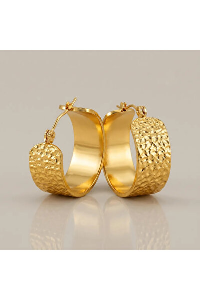 Siya Silver أقراط دائرية سميكة من الفولاذ المقاوم للصدأ منقوشة - 2,4 سم