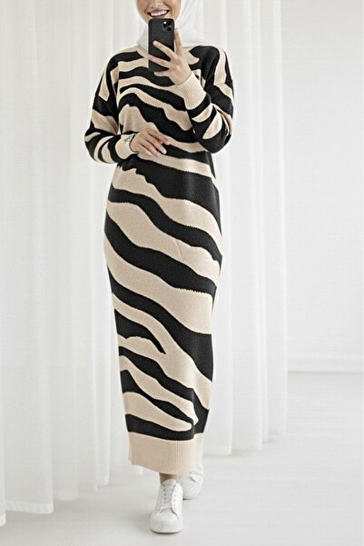 Modamorfo Πλεκτό φόρεμα με σκίσιμο σχέδιο