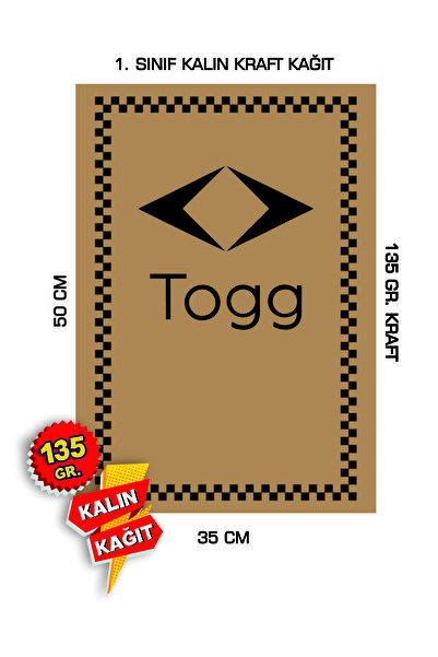 duha trend 35x50 120 Gr. Kraft Kağıt Oto Paspası Togg Dikey 100 Adet