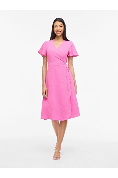 VILA Kleid mit V-Ausschnitt VILOVIE Kurzärmeliges