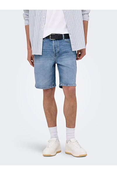 Only & Sons Jeans-Shorts ONSEDGE Mittlere Taille Gerade geschnitten Shorts
