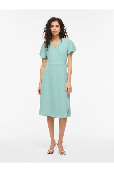 VILA Kleid mit V-Ausschnitt VILOVIE Kurzärmeliges