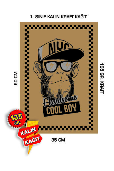 duha trend 35x50 120 Gr. Kraft Kağıt Oto Paspası Maymun 50 Adet