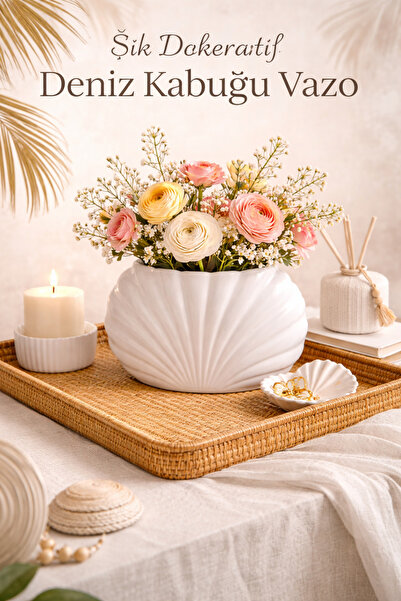 NEWNOW Μοντέρνο βάζο με κοχύλι, βάζο λουλουδιών