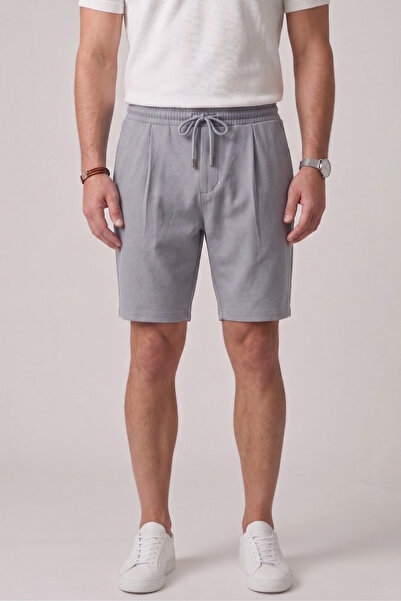 GENIUS STORE Ανδρικό σορτς άνετης εφαρμογής, γκρι, καλοκαιρινό, με ελαστική μ...