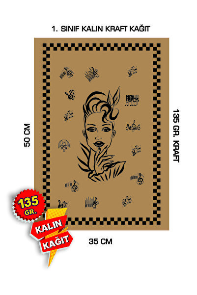 duha trend 35x50 120 Gr. Kraft Kağıt Oto Paspası Notalı Kadın 100 Adet