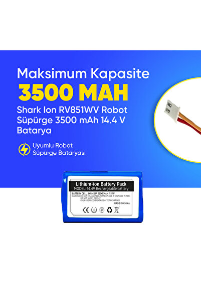 Shark Ion RV851WV Robot Süpürge 3500 mAh 14.4 V Batarya – Orjinal Uyumlu Uzun...