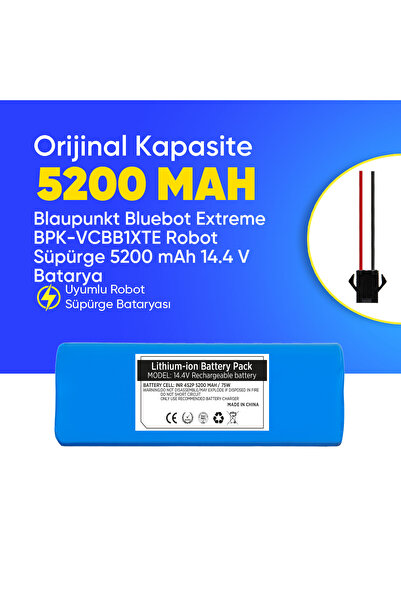 Blaupunkt Bluebot Extreme BPK-VCBB1XTE Robot Süpürge 5200 mAh 14.4 V Batarya ...