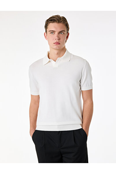 Koton Regular Fit Short Sleeve Viscose Polo Collar Knitwear T-Shirt