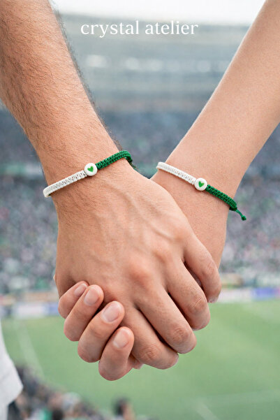 Crystal Atelier Green and White Heart Fan Bracelet – Handmade Macrame Adjusta...