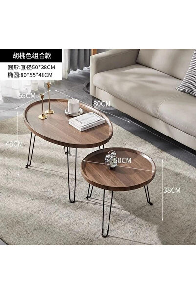 QAWAFIL HOME Set of Folding Service Tables, Consisting of Two Tables, One Lar...