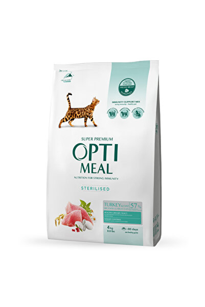 OptiMeal Hrană uscată pentru pisici sterilizate - curcan și ovăz, 4kg