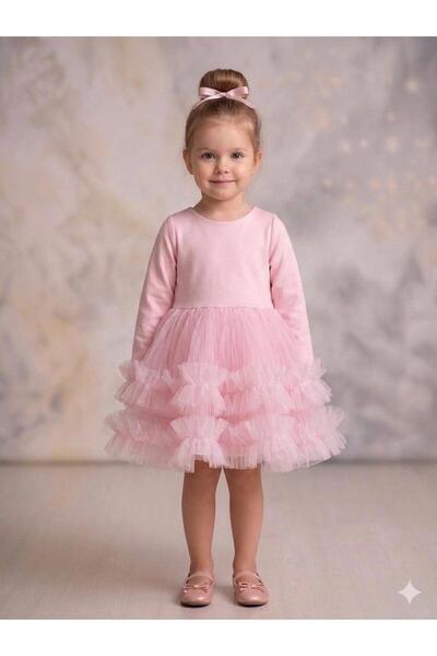 penu baby kids Pink Jersey Skirt with Ruffles at the Hem Girls' Baby Girl Dress
