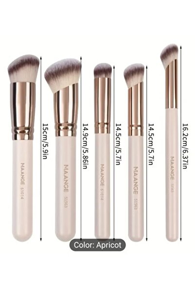 MAANGE 5 Pcs Makeup Brush Set, Includes Blush, Foundation & Counter Brushes- Portable Travel Kit For