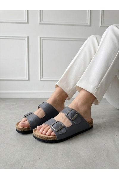 Mycorni Unisex Genuine Leather Orthopedic Cork Sole Anatomical Pair Buckled Slipper