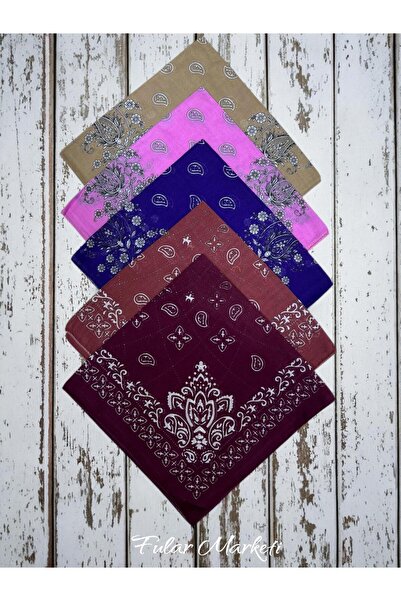 Fular Marketi 100% βαμβάκι Ethnic Elegance Μοντέλο Μπαντάνα 5 τεμαχίων Κόκκιν...