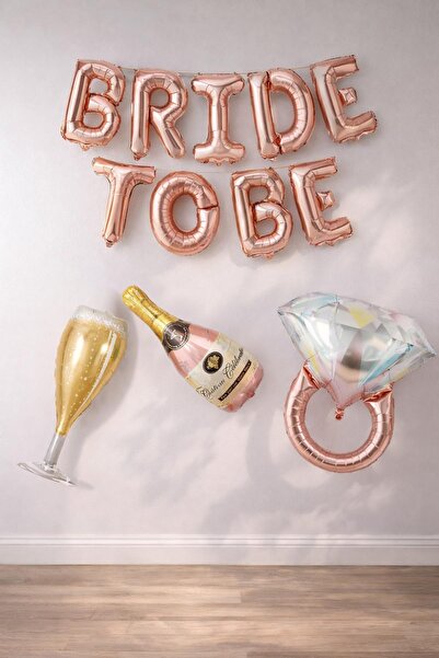 Patladı Gitti Rose Gold Bride To Be Bekarlığa Veda Partisi 4 Lü Folyo Balon Set