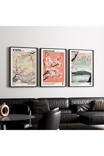 Artiera Σετ ζωγραφικής με ξύλινο πλαίσιο 3 τεμαχίων Kyoto Sakura Fuji Japandi...