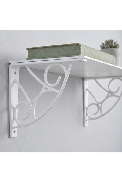 MR.BRACKET Beyaz Koç Desen Plastik Raf Altı Tutucu Ayak 18cm - Balkon L Raf A...