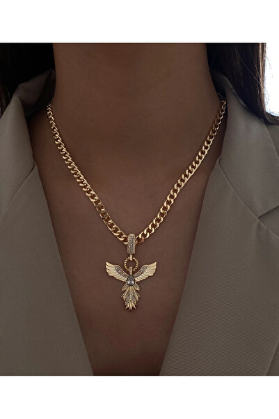h&b design jewel Çelik Gold Anka Kolye