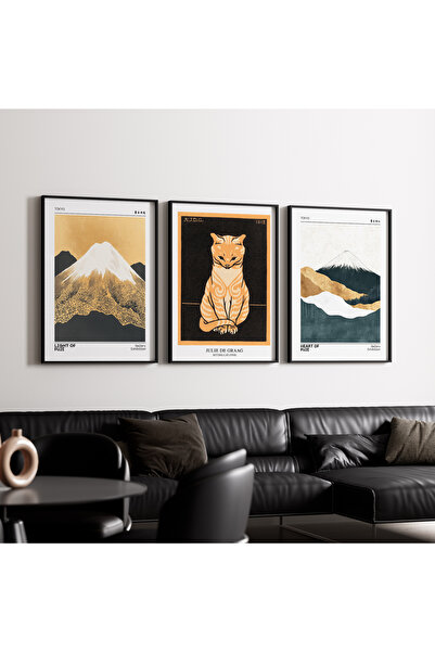 Artiera Σετ ζωγραφικής 3 τεμαχίων με ξύλινο πλαίσιο από το Mount Fuji Sarman ...