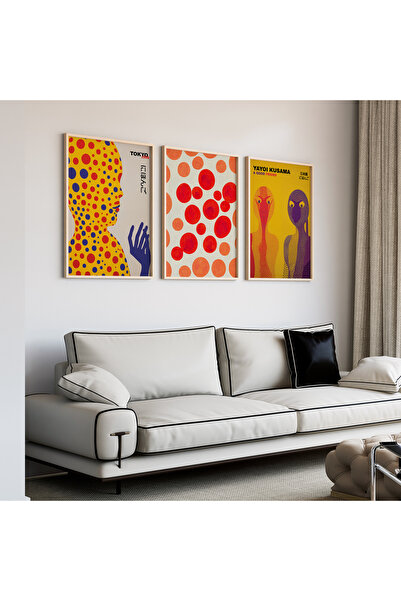 Artiera Σετ ζωγραφικής 3 τεμαχίων Kusama Colorful Dots Japandi Art με ξύλινο ...