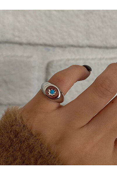 h&b design jewel Silver Turquoise Pole Starry Pinky Finger Ring