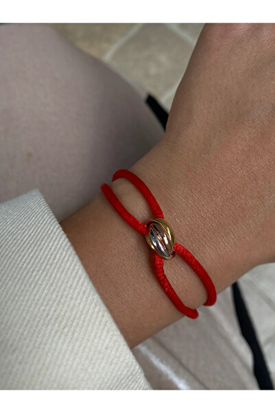 h&b design jewel 925 Ayar Gümüş Kırmızı İpli Düğüm Bileklik