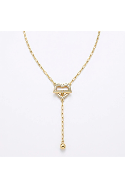 h&b design jewel Steel Paperclip Chain Heart Necklace