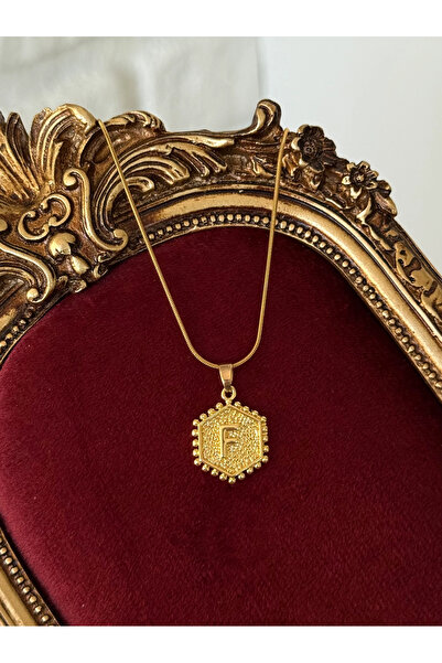 h&b design jewel Çelik Plaka F Harfli Kolye