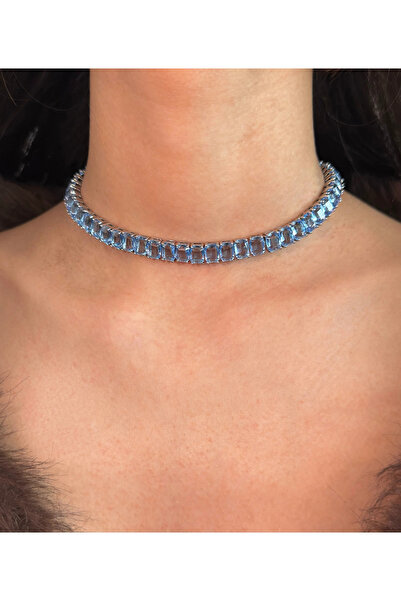 h&b design jewel Mavi Kristal Taşlı Kolye