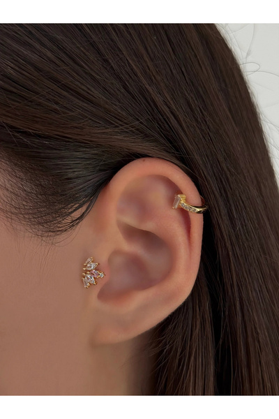 h&b design jewel Cerrahi Çelik Pembe Baget Taşlı Piercing