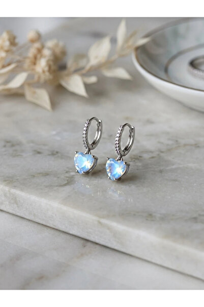 h&b design jewel أقراط من حجر الكريستال الأزرق الفولاذي