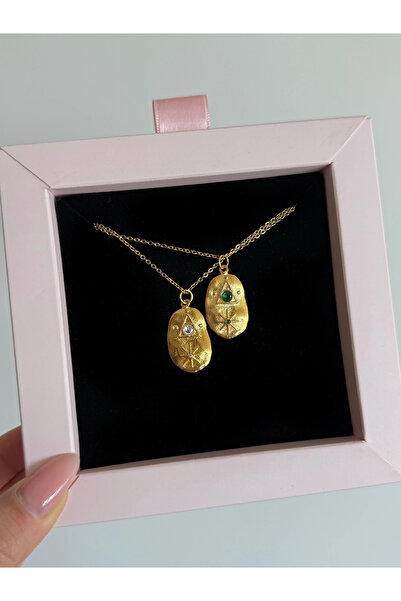 h&b design jewel Çelik Vintage Plaka Kolye