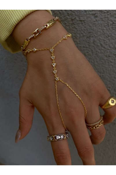 h&b design jewel 925 Ayar Gümüş Üçgen Detaylı Şahmeran