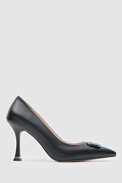 TOGO Black Genuine Leather Women's Stiletto Shoes [060065] – 13 Pont (9 cm) Heel