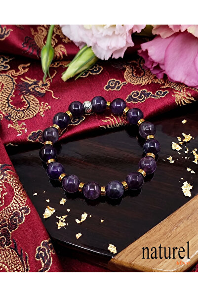 Naturel Tılsım Original Amethyst 10mm Natural Stone Bracelet