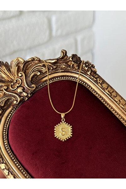 h&b design jewel Çelik Plaka S Harfli Kolye