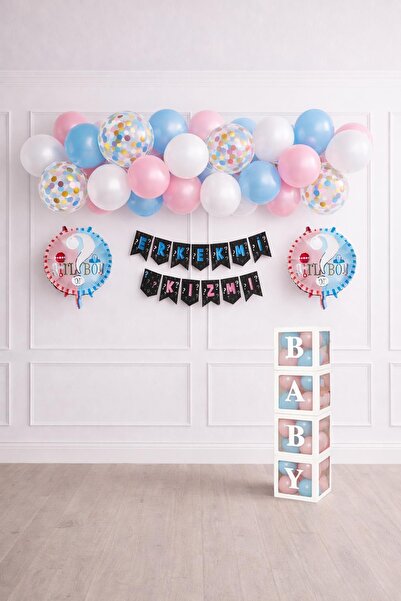 Patladı Gitti Cinsiyet Belirleme Parti Seti; Baby Kutu, Banner, Folyo Balon V...
