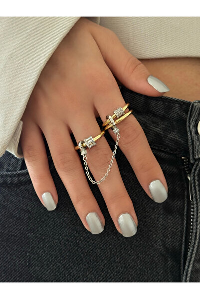 h&b design jewel Çelik 3 Lü Tasarım Yüzük