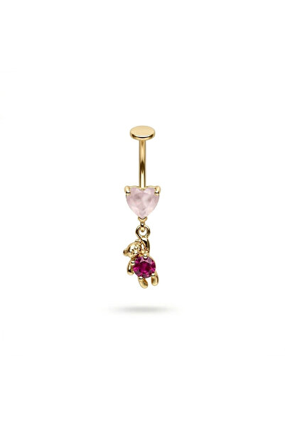 h&b design jewel Cerrahi Çelik Pembe Ayıcıklı Piercing