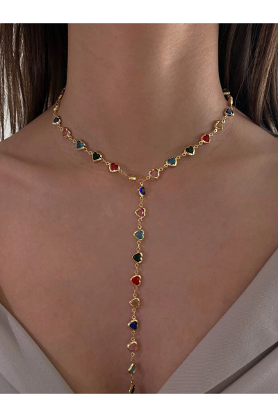 h&b design jewel Çelik Kalp Zincirli Y Kolye